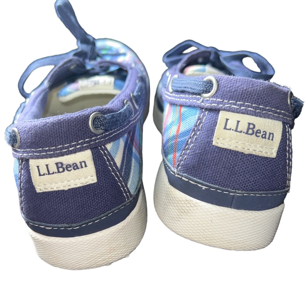 L.L.Bean Womens Boat Shoes Multicolor Plaid Moc Toe Lace Up - Picture 3 of 4